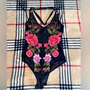 Beautiful Floral Embroidered Bodysuit